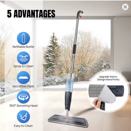 Spray Mop,Microfiber Spray Mop for Floor Cleaning Wet Dry, 360 Degree Spin Dust Home Kitchen Hardwood Floor Flat Mops with 700ML